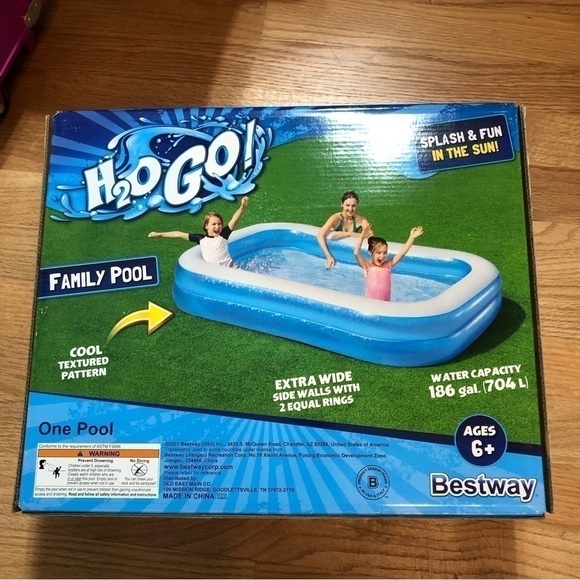 H2O Go Inflatable Rectangle Pool NEW 8 ft Outdoors Kids Toy - Picture 4 of 4